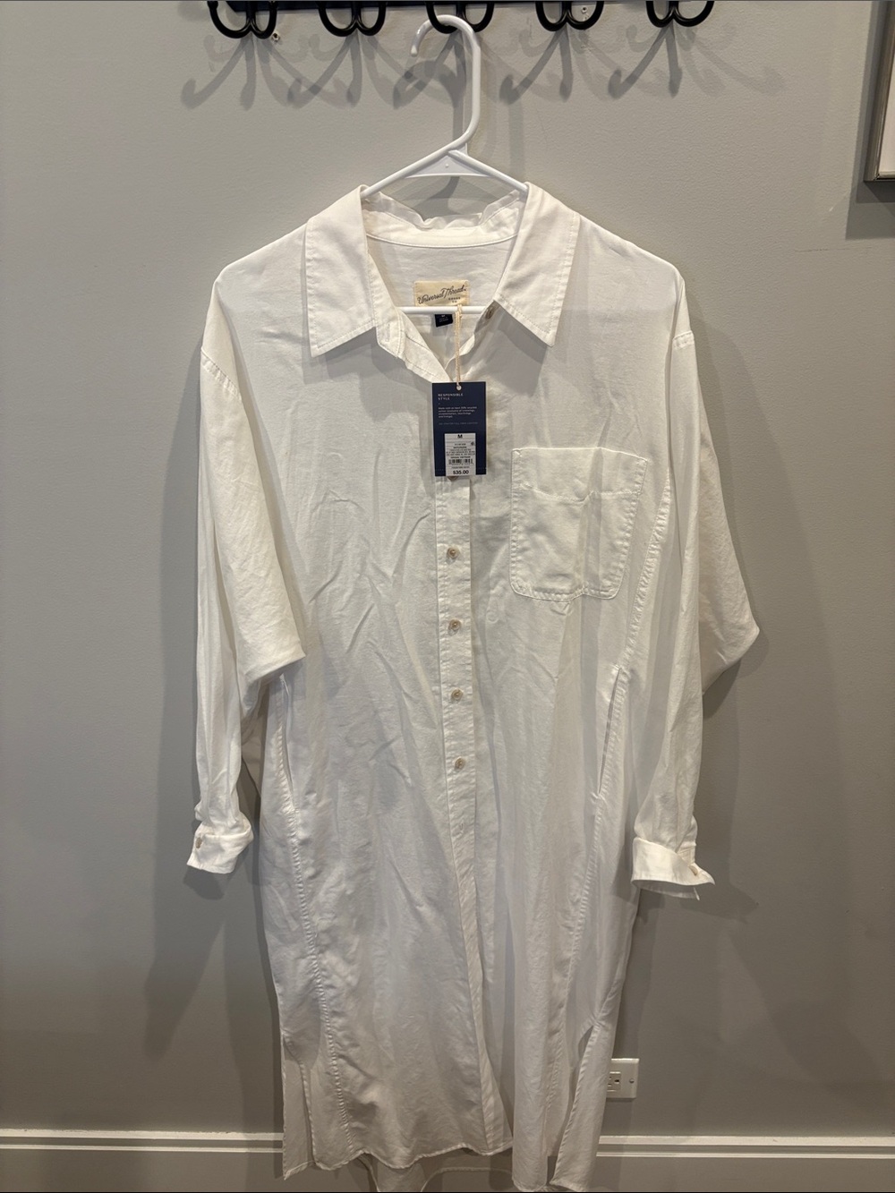 Universal Thread White Button-Down Longline Shirt Dress
